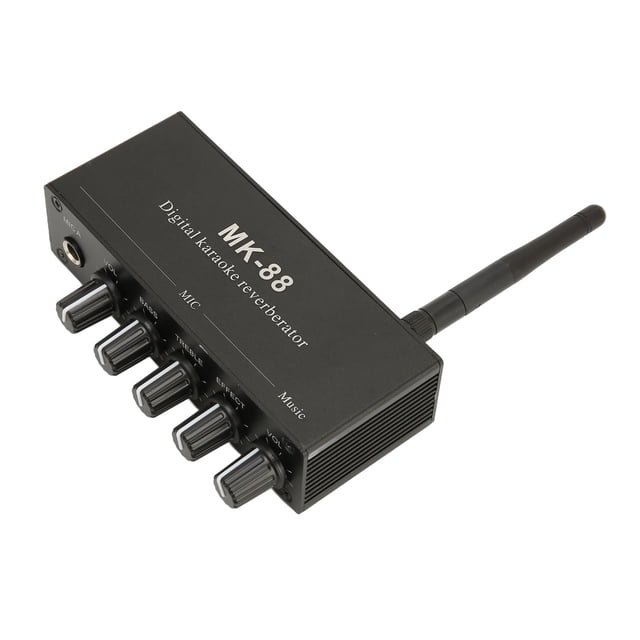 Mezclador de Karaoke, Reverberador de Karaoke Volumen Ajustable Aleacio de Aluminio 5 Diales Giratorios DC 12V Para DJ Música para fiesta