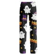 thumbnail image 5 of Halloween Pajama Pants Women Soft Elastic High Waist Drawstring Sleepwear Pant Pumpkin Ghost Print Straight Leg Loungewear Bottoms, 5 of 5