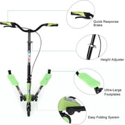 Wheelive 3-Wheel Drift Scooter, Swing & Kick Modes, Foldable with 4-Level Adjustable Handlebar, Ages 6+, Green