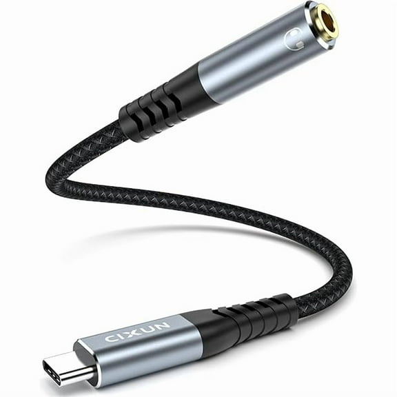 USB C to 3.5mm Audio Headphone Adapter (1Ft), Hi-Res 32bit/384kHz USB C to Audio Female Jack Adapter Aux Cord, USB C Aux Dongle Cable for iPhone 16/15, iPad Pro, Galaxy S24/23