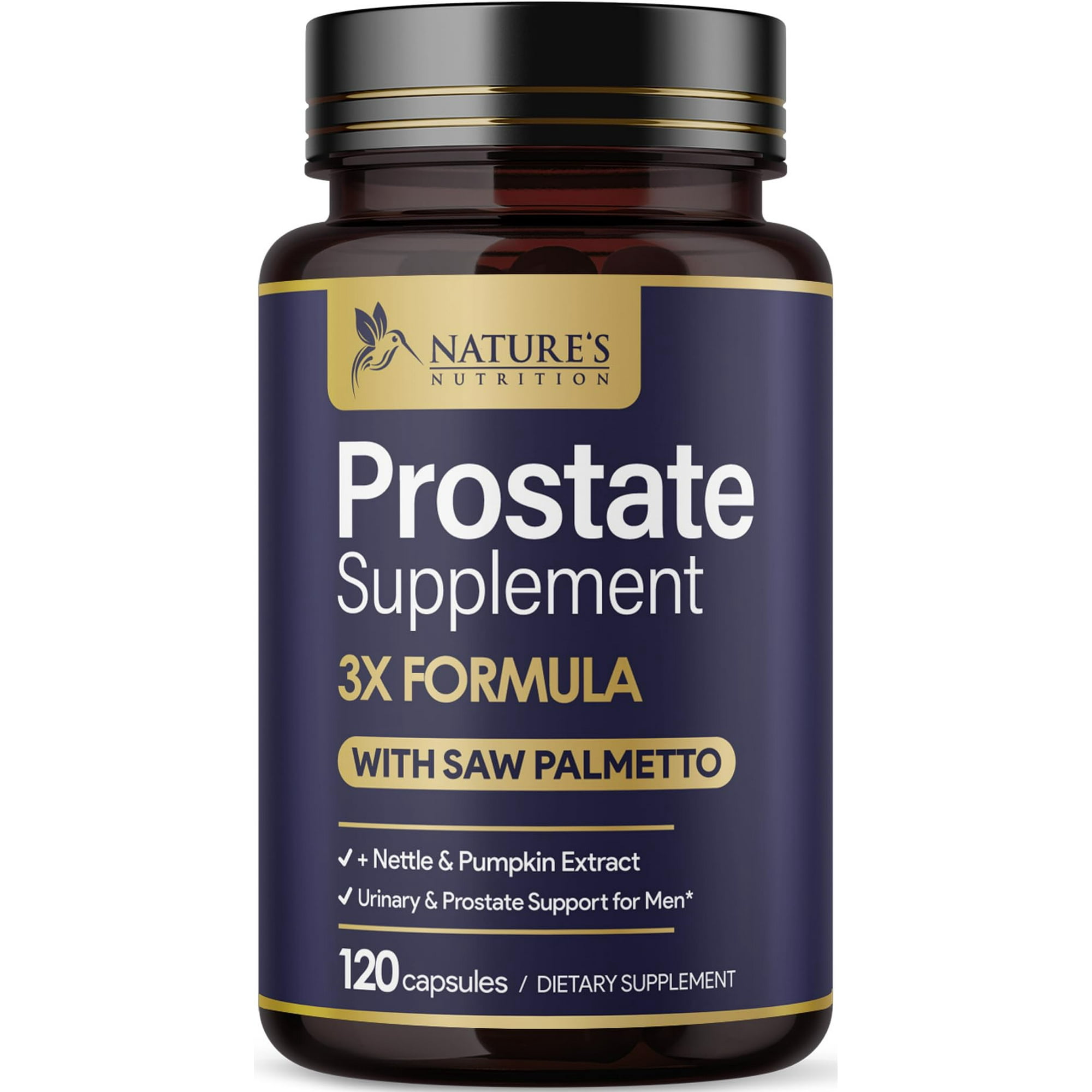 Prostate Health Supplements for Men - 3X Strength with Saw Palmetto Blend Stinging Nettle Root & Pumpkin Seed Support Complex - Supports Bathroom Trips Prostate & Urinary Health - 120 Capsules