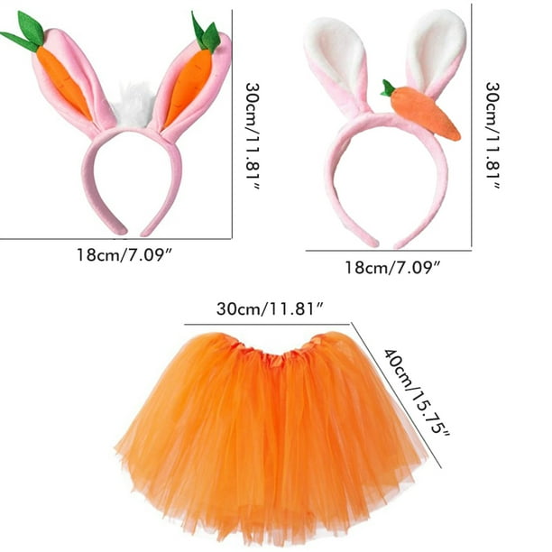Disfraz De Conejita De Pascua Para Niña De 6 Piezas | Conjunto De Conejo Con Falda, Diadema, Nariz, Collar, Cola Y Patas | Suave Y Transpirable Para Teatro Y Fiestas Temáticas (rosa)