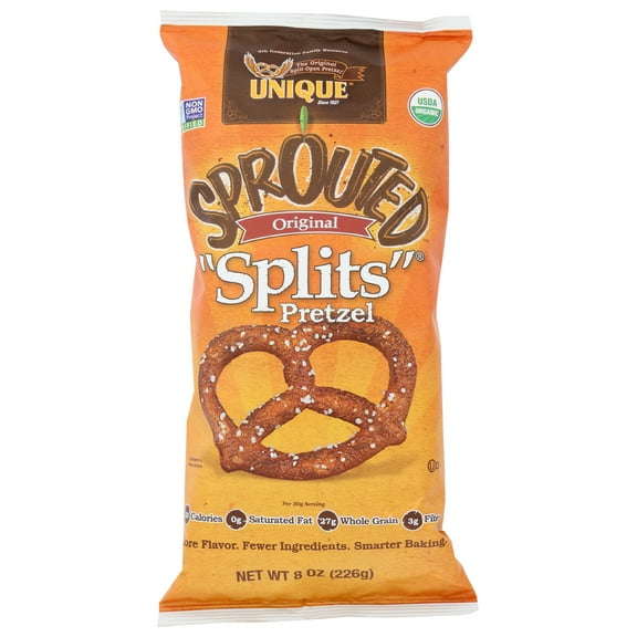 Unique Snacks Orignal Sprouted Split Pretzels, 8 oz Bag