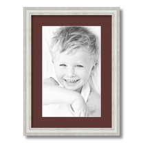 ArtToFrames 12.5x18 Matted Picture Frame with 8.5x14 Single Mat Photo Opening Framed in 1.25 Off White Wash on Ash and 2 Maroon Mat (FWM-4098-12.5x18)