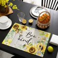 thumbnail image 3 of Sunflower Floral Placemats Set of 4, Farmhouse Pastoral Daisy Bees Beige Burlap Placemats for Dining Table, Place Mats for Kitchen Tabletop, Waterproof Wipeable Dining Table Mats Set, 3 of 9