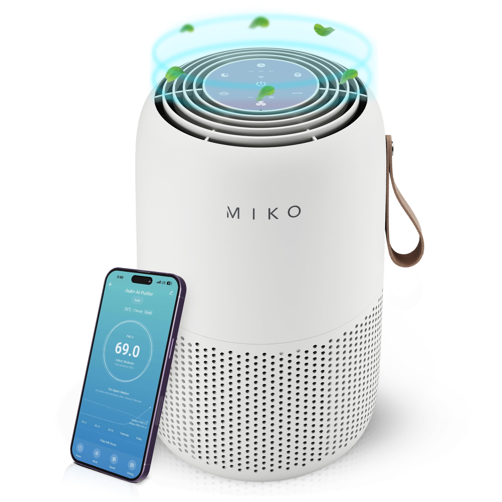 Miko Air Purifier H13 True HEPA for Large Room 1,200 Sqft