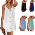 thumbnail image 5 of Mini vestido informal sin mangas con cuello en V y botones con tirantes finos de verano para mujerXXL, 5 of 5