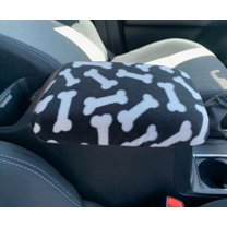 Auto Console Covers- Center Console Armrest Cover Fits Toyota Tacoma 2016-2025 Anti-Pill Fleece -Black with white bones