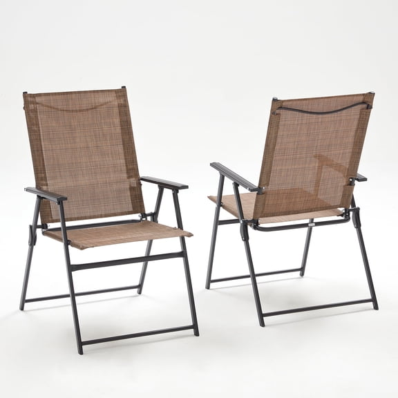 Voxbin Classic Folding Patio Chairs set of 2 , Brown ,For Yrad,Garden