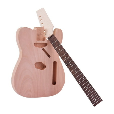 - Muslady DIY Unfinished Electric Guitar Kit TL Tele Style Mahogany Body Maple Wood Neck Rosewood Fingerboard