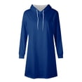 thumbnail image 4 of Strungten Women's Fashion Casual Solid Color Long Sleeve Drawstring Hoodie Sweatshirt Dress long dresses for women formal, 4 of 5