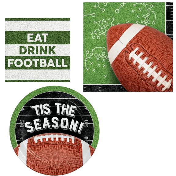 Football Party Supplies Football Plates and Napkins Set for 16