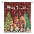 thumbnail image 2 of Christmas Squirrel, Semi Sheer Curtains Drapes for Living Room, Bedroom, French Doors Window 108 Inches Long, Shabby Chic Buffalo Plaid Red Rod Pocket Chiffon Curtain Drapery Voile Draperies Panel, 2 of 6