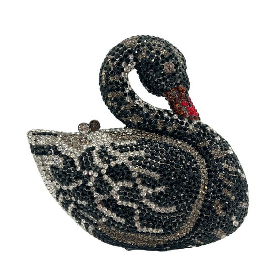 StyleSack Luxury Hand-Embellished Swan Rhinestone Evening Clutch - 3D Crystal Animal Purse with Detachable Chain | Party/Wedding/Gala Accessory