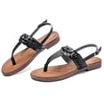 thumbnail image 2 of Ataiwee Women's Flat Slide Sandals - Classic T-strap Ankle Strap Comfort Thong Flat Summer Sandals., 2 of 6
