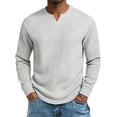 thumbnail image 4 of Ceisia Men's Summer Casual Solid Color V-Neck Long Sleeve Top - Comfortable Daily Outdoor Wear Gift, 4 of 5