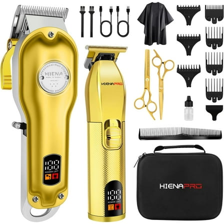 HIENA PRO Professional Hair Clippers Men Cordless Mens Hair Clipper and Trimmer Set Hair Cutting Kit for Barber Set Rechargeable Barber Clippers with LED Display