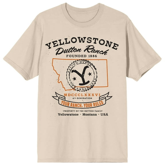 Yellowstone Your Rach Your Rules Montana Logo Crew Neck Short Sleeve Natural Women's T-shirt-Medium
