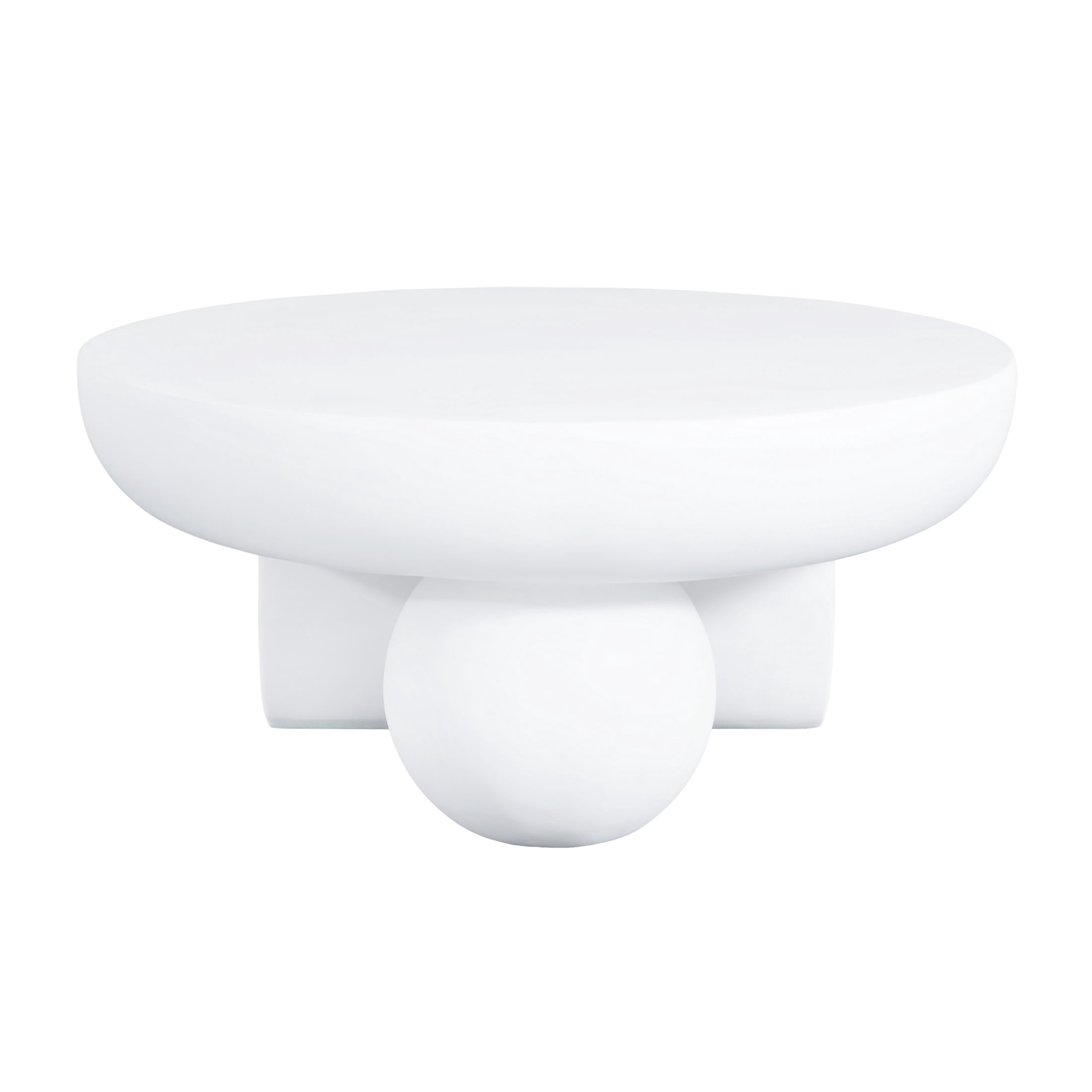 Christopher Knight Home 27.5" Modern Lightweight Concrete Round Coffee Table with Unique Legs, White