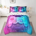 thumbnail image 2 of Manfei Teens Video Game 7-Piece Twin Bedding Sets,Console Game Lover Bedding Comforter Set,Gradient Pink Blue Sheet Sets For Kids,Microfiber Bedroom Decor Reversible, 2 of 8