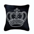 thumbnail image 1 of Funda de cojín personalizada con diseño de corona imperial para Halloween, 30 x 30 cm, cuadrada, decorativa, de terciopelo negro con bordado de cuentas de cristal., 1 of 6