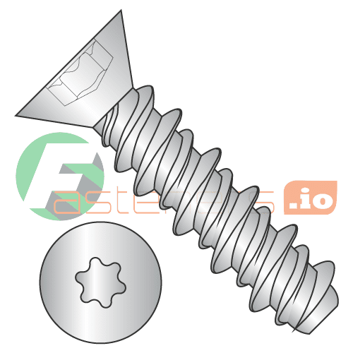 #4 x 3/4" High Low Style Self Tapping Screws / Six-Lobe (Torx) / Flat Head / Steel / Zinc (Quantity: 10,000 pcs)