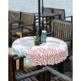 thumbnail image 2 of Fsddascl Teal Red Coastal Turtle Outdoor Tablecloth - 60 Inch Round Dining Table Cover, Ocean Coral Nautical Waterproof Outdoor Table Cloth with Umbrella Hole & Zipper for Picnic/Patio/Party, 2 of 7