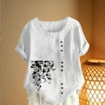thumbnail image 4 of HongQid Womens Embroidered Tops Casual Summer Boho T Shirts Loose Fit Short Sleeve Linen Floral Blouses, 4 of 5