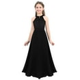thumbnail image 3 of Jizyo Kids Girls Sleeveless Cutout Back Bridesmaid Dress Wedding Evening Party Prom Maxi Gown Halter Lace Chiffon Black 16, 3 of 6