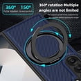 thumbnail image 2 of Case for Samsung Galaxy Z Fold 7, Carbon Fiber Texture, 360 Degree Rotating Ring Bracket, Compatible with MagSafe Wireless Chargers, PC Material Drop Protective Phone Cover for Z Fold 7, Darkblue, 2 of 7