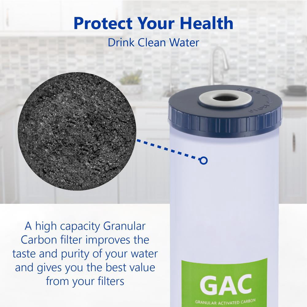 Express Water – Granular Activated Carbon Replacement Filter – GAC Large Capacity Water Filter – Whole House Filtration – 5 Micron – 4.5” x 20” inch