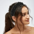 thumbnail image 2 of Diadema acolchada con perlas de imitación, diadema de ala ancha con esponja, diadema para mujer, negro, 2 of 7
