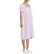 Time and Tru Maternity Woven Dress with Puff Sleeves