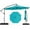 Turquoise, variant on Costway 10 FT Offset Hanging Umbrella with Base Patio Cantilever Umbrella 360° Rotation Gray