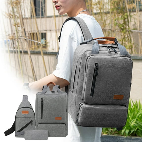 Tepsmf Travel Laptop Backpack, Large Women's Men's Travel Backpack, 17 In Business Carry On Backpack With Crossbody And Coin Purse, Durable College Bag Three Piece