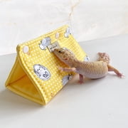 Small Reptile Gecko Hide Cave Portable Tunnel Hideaway for Leopard Gecko Hideout Dwarf Hamster Habitat Shelter Decor ( Yellow )