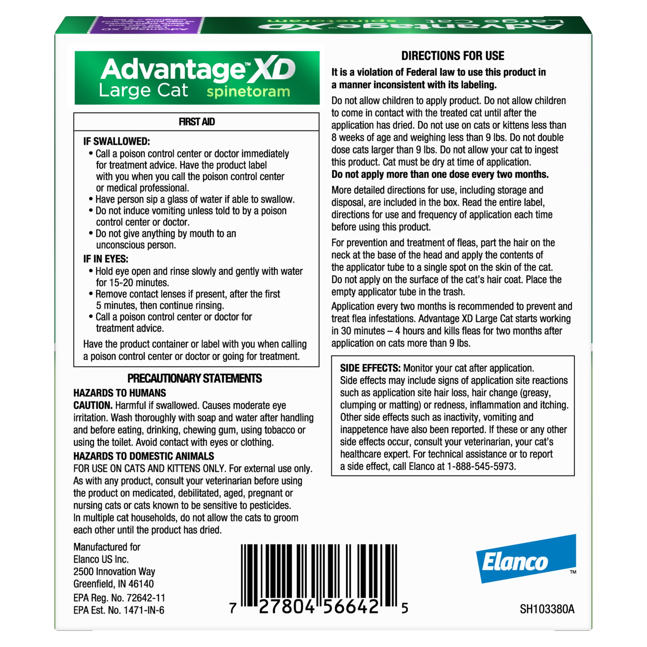 Advantage XD Large Cat 2-Month Flea Prevention For Cats over 9lbs