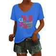 thumbnail image 2 of HOWPAY Summer Tops for Women Short Sleeve V Neck Tees Loose Fit Baggy Work Pullover Lightweight Comfy Vintage Y2K Streetwear Blue XXXXL, 2 of 4