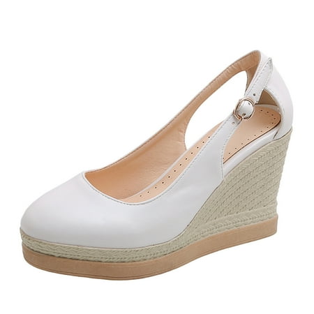 

Womens Flats Pumps Wedge Buckle Pointed Toe Non-slip Casual Single Shoe Sandals
