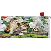 Custom Decor Dreamy Kittens - Mailbox Makeover - Vinyl with Magnetic Strips for Steel Standard Rural Mailbox - Made in The USA - Copyright, Licensed and Trademarked Inc.