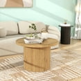 thumbnail image 3 of Farmhouse Round Pedestal Coffee Table Solid Wood Coffee Table Modern Accent Table Rustic Center Table for Living Room, 3 of 10