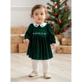 thumbnail image 3 of BemeyourBBs Little Girl Velvet Christmas Dress Deer Bow Holly Long Sleeve Dress, 3 of 9
