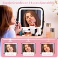 thumbnail image 3 of Cosmetiquera para Maquillaje, Estuche de Maquillaje con Espejo LED Desmontable, Puff para Polvo,Neceser Pequeño de Maquillaje,Juego de Brochas de Maquillaje,Cosmetiquera de Viaje, Bolso Portátil, 3 of 7