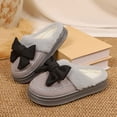 thumbnail image 4 of Suede Platform Slippers for Women Sweet Bowknot Winter Plush Warm Comfy Soft Sole Nonslip Casual Slip on House Shoes Grey Size 8.5, 4 of 7
