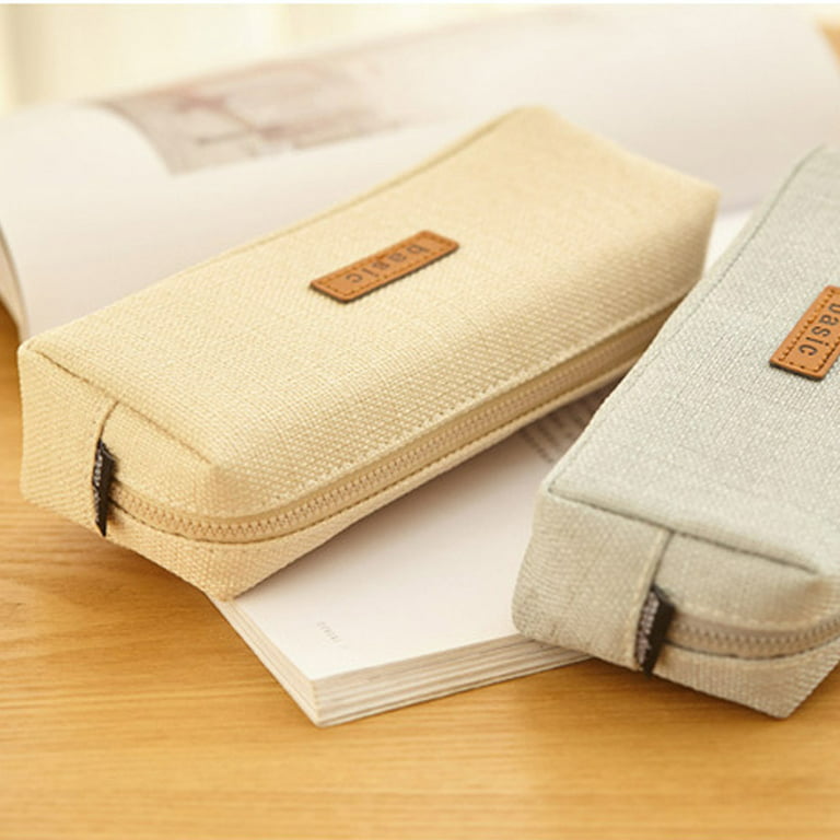 Letter Decorated Pencil Case, Student Canvas Pencil Pouch, Large Capacity  Storage Bag, Simplify Design And High Aesthetic Value, Single Layer