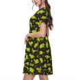 thumbnail image 2 of Picia Cute Cartoon Dinosaurs Green Silhouette Pattern Pattern Women's Short Sleeve Summer Dress Pleated Loose Swing Knee Length Short Sleeve Swing Dresses, 2 of 6
