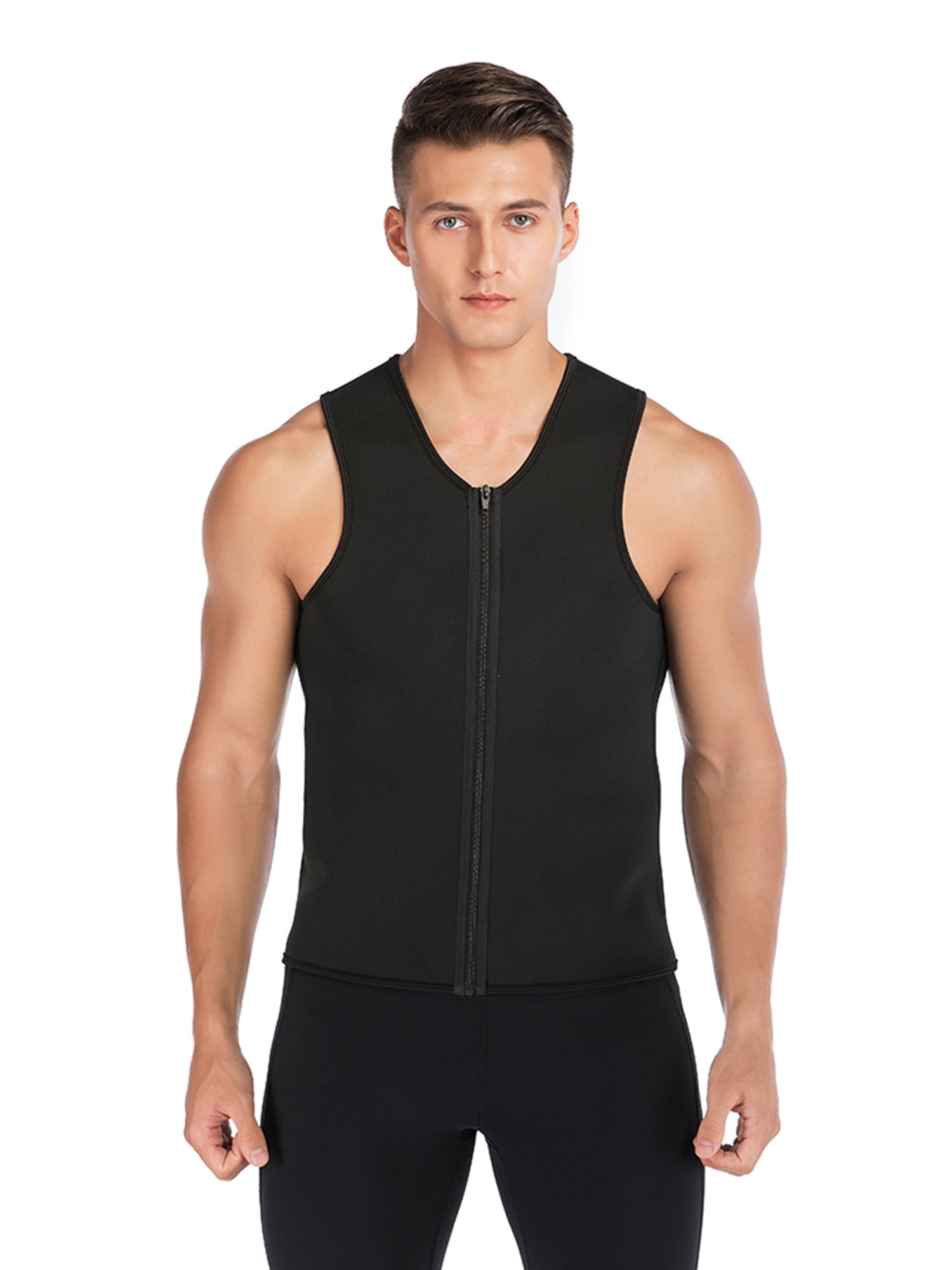 DODOING Men Sauna Sweat Zipper Vest for Weight Loss Hot Neoprene Corset Waist Trainer Body Top Shapewear Slimming Shirt Workout Suit
