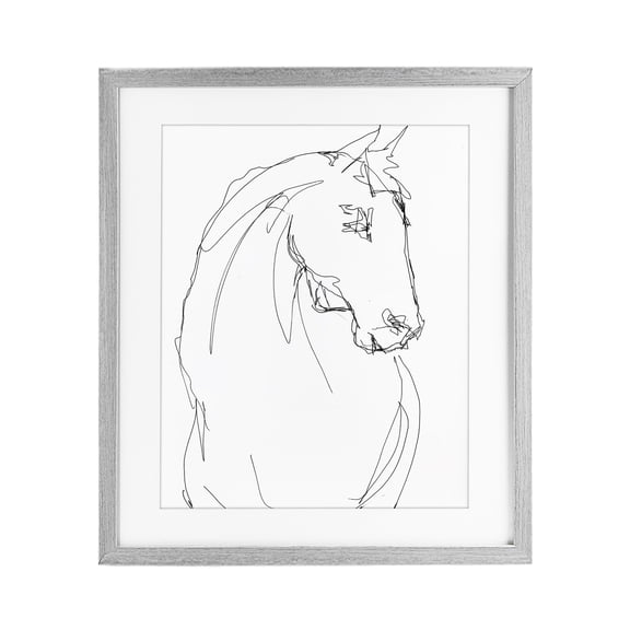 Stupell Industries Sketched Horse Contour Gray Framed Print Under Glass, design by Lorenzo Collective