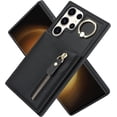 thumbnail image 5 of Samsung Galaxy S23 Ultra Case with Card Holder for Women, Samsung Galaxy S23 Ultra Phone Case Wallet with Credit Card with Ring Kickstand Zipper Shockproof Slim Stand Case - Black, 5 of 9