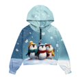 thumbnail image 5 of Xixirimido Snowflake Penguin Christmas Pattern Girls' Hoodies Sweatshirts with Pocket Half Zipper Pullover Crop Tops for Teen Girls Long Sleeve Sweater Size 11-12, 5 of 7